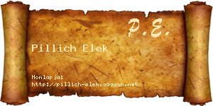 Pillich Elek névjegykártya