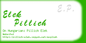 elek pillich business card